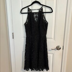 White House Black Market Black A-line Halter Midi Dress. Like New!